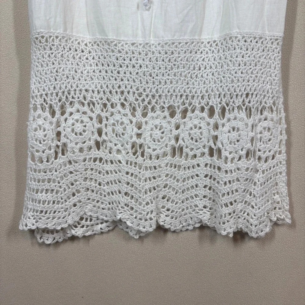 NWT Bandolino Crochet Midi Skirt 4 White Boho Beach Coastal Cottagecore Coquette